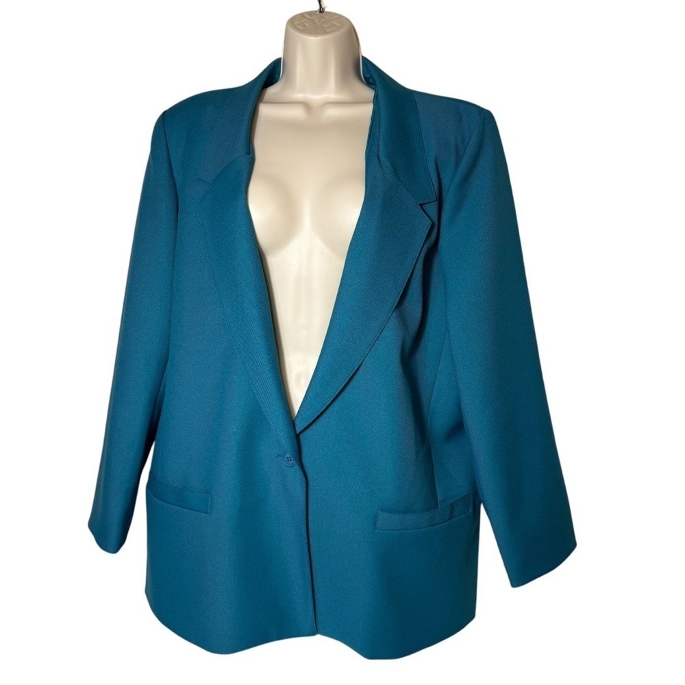 Bend Over Levi Strauss & Co Women's Size 18 W Teal Blazer 1 Button Vintage